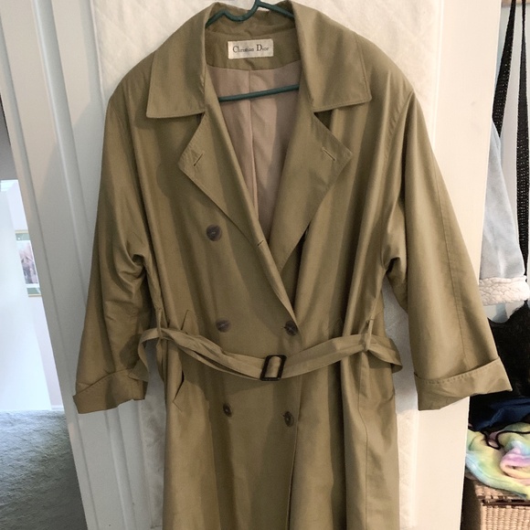 Vintage Christian Dior Women's Trench Coat Brown Belted  Front pockets Size 8 - Picture 1 of 8